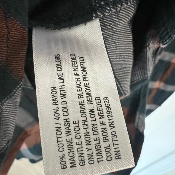 🔵 1) Long Sleeve Button-Down Tunic Shirt Knox Rose oversized Plaid XS NWT - Picture 6 of 6